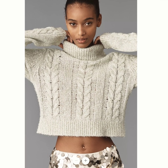 Anthropologie Pilcro Shine Cable-Knit Turtleneck Sweater - Picture 4 of 4